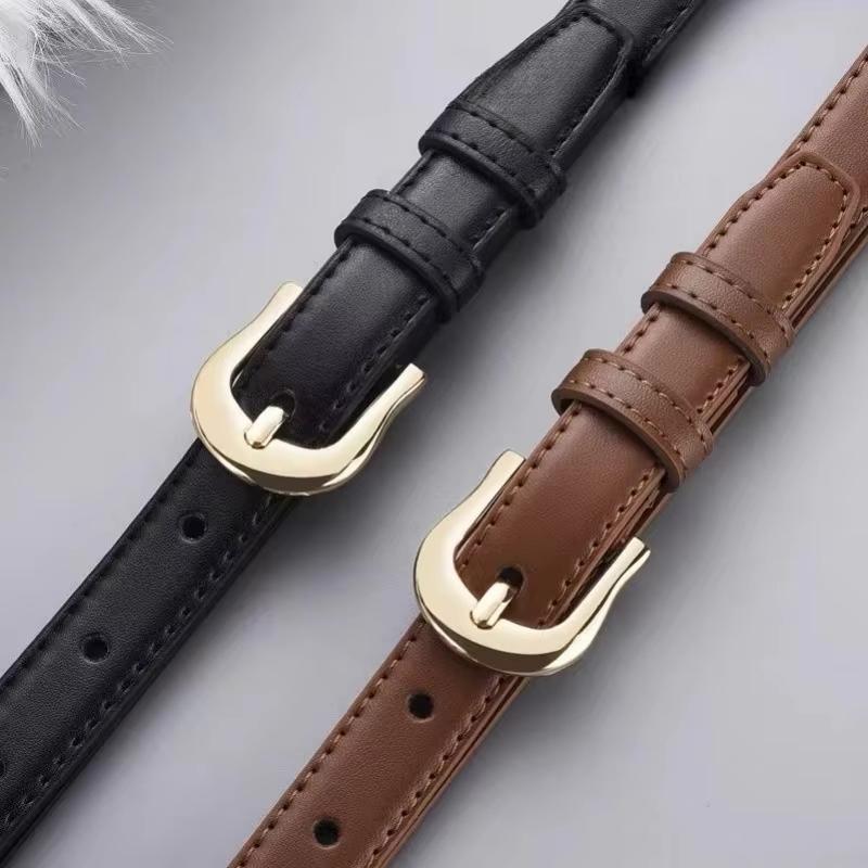 Women'S Belt With Fine Matching Western Pants 2Cm Wide Pu Leather Metal Buckle Belt Simple Versatile  Decoration