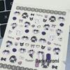 Kuromi 3D Embossed Dark Cartoon Nail Art & Cup Stickers - Cute DIY Adhesive Set
