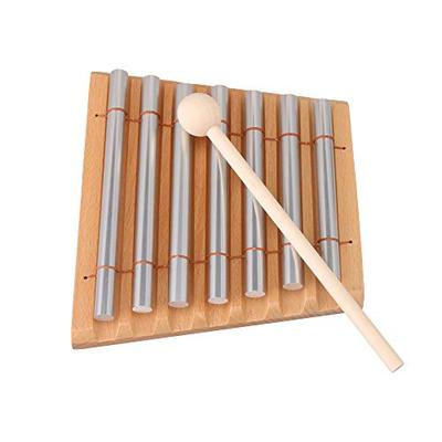 Yibuy Sinos de Percussão de Madeira de 7 Tons, Sino de Energia com Tom Suave, Martelo de Madeira e 7 Tubos Sólidos de Alumínio, Musical Educacional, Música para Meditação C