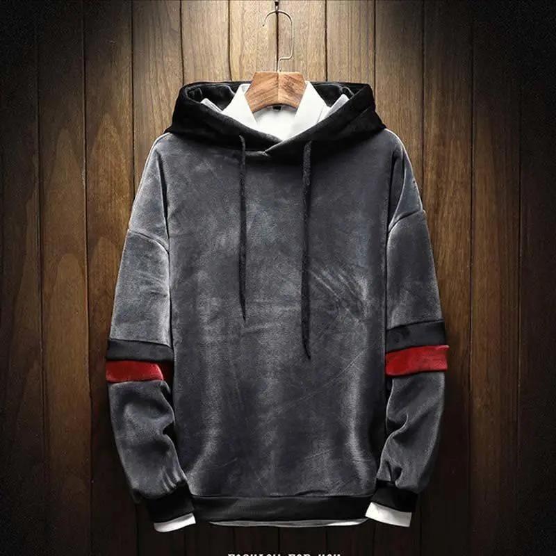Suit Gold Velvet Hooded Sweater Men's Plus Size Men's Trend Handsome Sports Two-piece Trend