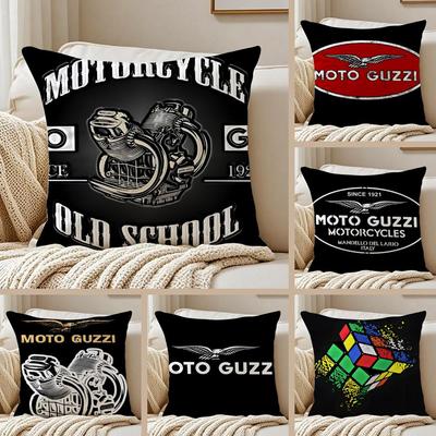 MMoto GGuzziS Cushion Cover Pillowcase Antidustmite Invisible Zipper Short Plush Sofa Cushion