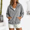Damen Halbknopf Kapuzenpullover Kordelzug Langarm Kängurutasche Locker Lässig Pullover Einfarbige Tägliche Streetwear Sweatshirt