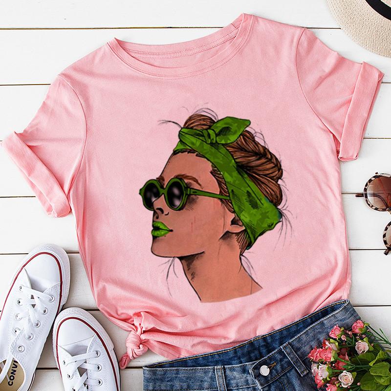 Yellow Plus Size T Shirt Women Summer Print Lady Casual T Shirt Tops Harajuku Streetwear