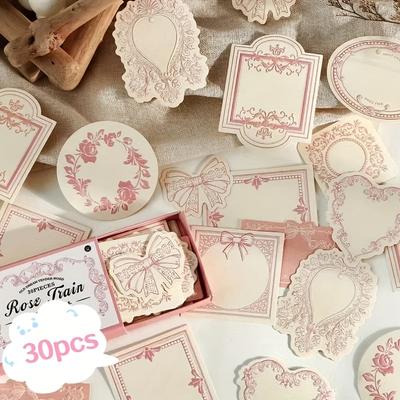 30 listů/sada Vintage Letterpress Ražený Speciální Tiskový Papír Silný Poznámkový Blok Dekorativní Papír, Krajka Mašlička Uvnitř, Minimalistický Deník Materiál Papír