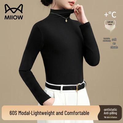 MaoRen Women's 60S Modal Semi-High-Neck Slim Fit Top