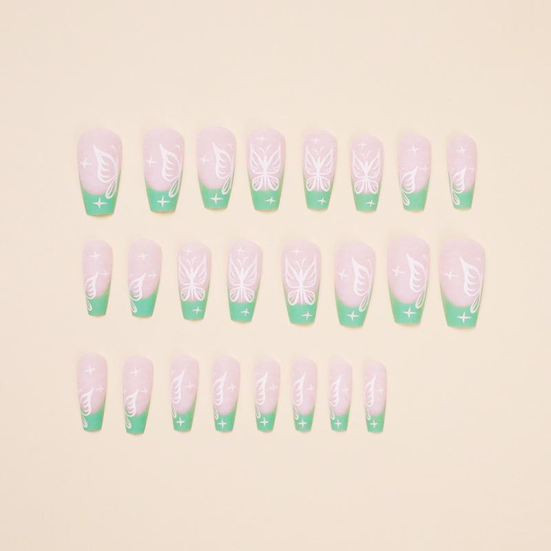 Wear Nail Art Advanced French Green Butterfly Wear Nail Art Patch Nail Art Wear Nail Art