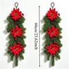 2PCS 60cm Artificial Christmas Hanging Vine Garland Poinsettia Pine Cone Red Berry Teardrop Rattan DIY Xmas Door Wall Decor