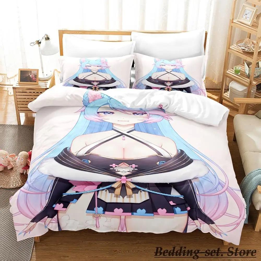 Sexy Girls Silvervale VTuber Bedding Set Single Twin Full Queen King Size Bed Set Adult Kid Bedroom Duvetcover Sets Anime Kawaii