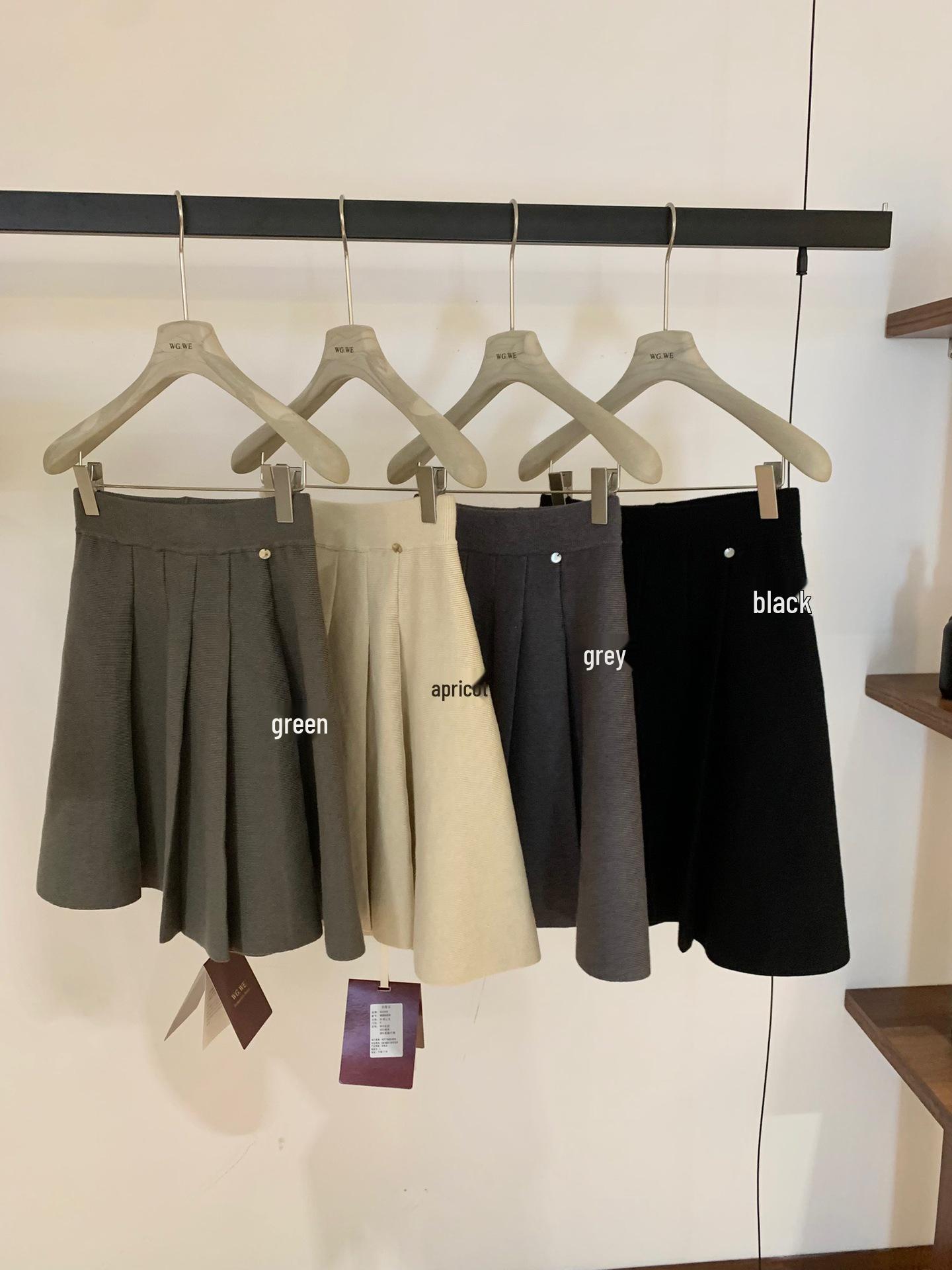 Guangzhou Thirteen Hong Women s Autumn/Winter High Waist Korean Pleated Knit Short Skirt One Size абрикосовый