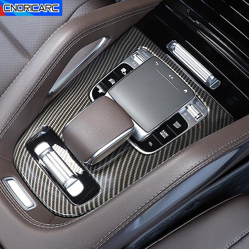 Carbon Pattern Central Control Gear Shift Frame Decoration Trim For Mercedes Benz GLE Class W167 V167 - Car Accessories