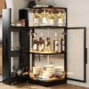 Vetrina Estraibile 64×42×112 cm Illuminazione LED, Vetro ESG Bifacciale, Mobile Laterale, Vetrina da Collezione, Cantinetta, Mobile da Cucina, Nero