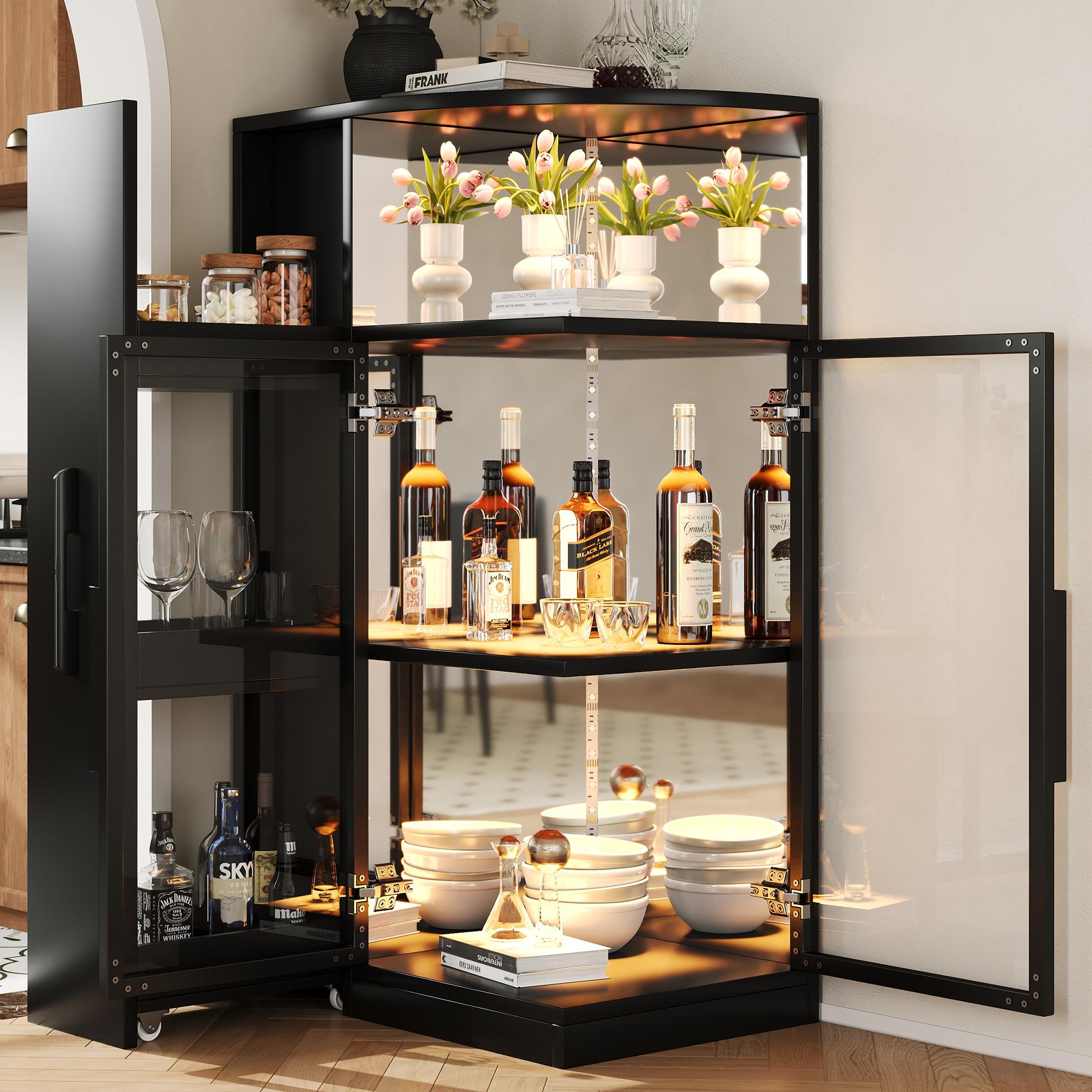 Izvelkama stikla skapītis 64×42×112 cm LED