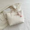 Water Corrugated Stitching Tote Bag for Women's Bag New Simple Large Capacity Shoulder Bag Solid Color Niche Handbag