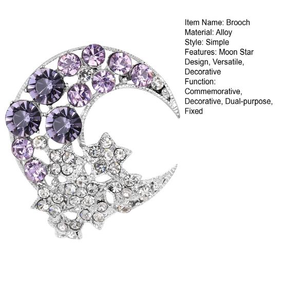 Brooch Moon Stars Design Sparkling Rhinestone Alloy Brooch Clothes Hair Hats Bags Brooch Pin Clothes Hair Hats Bags Accessory