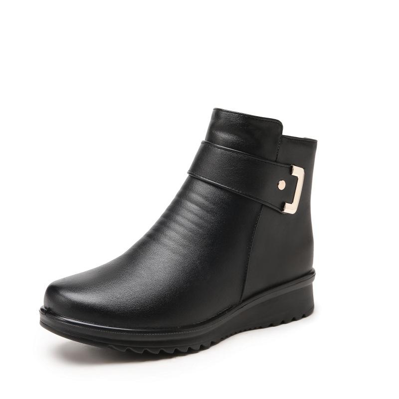 Dámské zimní sněhule s bočním zipem Nazouvací platformové kotníkové boty s podšívkou z umělé kožešiny Pohodlné Teplé Chůze Práce Krátké boty Boty pro ženy