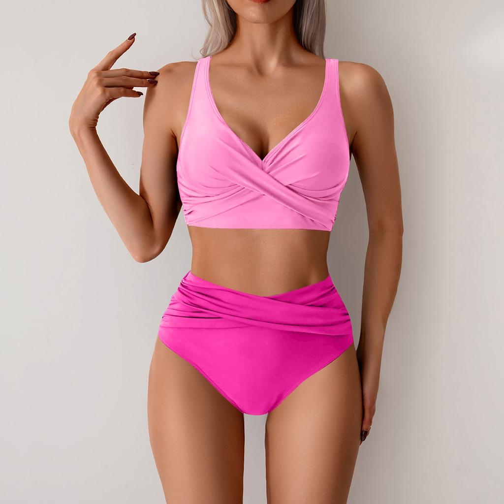 Women's Solid Swimwear Sense Bikini With Chest Pad No Steel Bra Swimwear