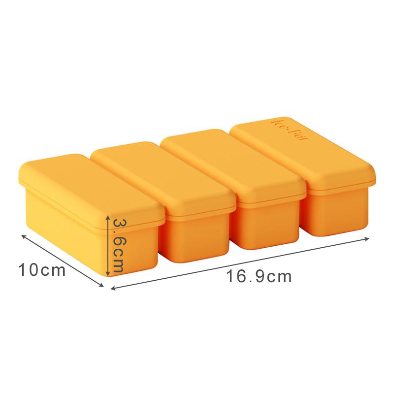 4 Grids Rectangle Ice Cube Mold with Lid Silicone Ice Cube Tray Cold Drinking Ice Maker DIY Ice Cream Cake Chocolate Mould