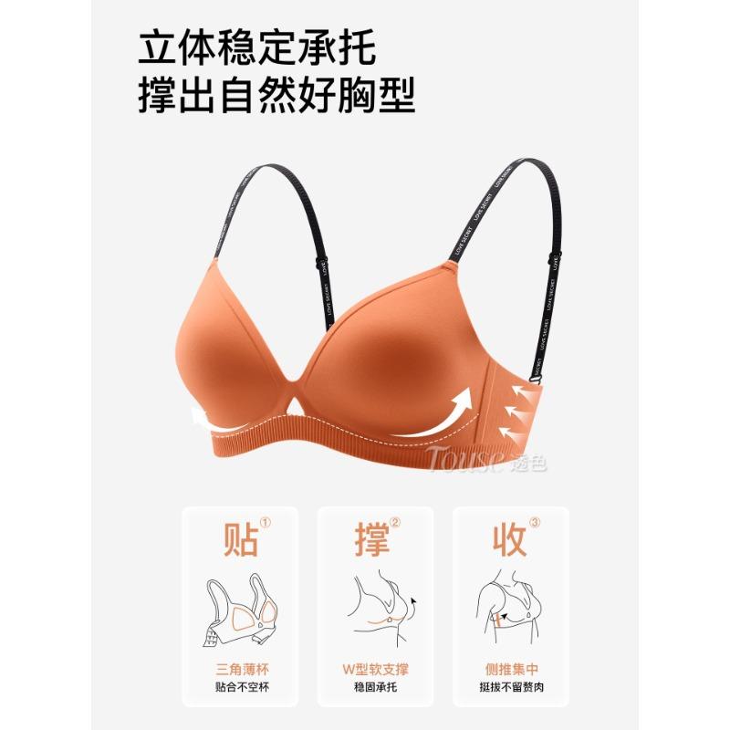 French Underwear Women's Small Breasts Gather Together To Show a Large and Seamless Smooth Naked One-piece Triangular Cup Thin Shoulder Strap Bra