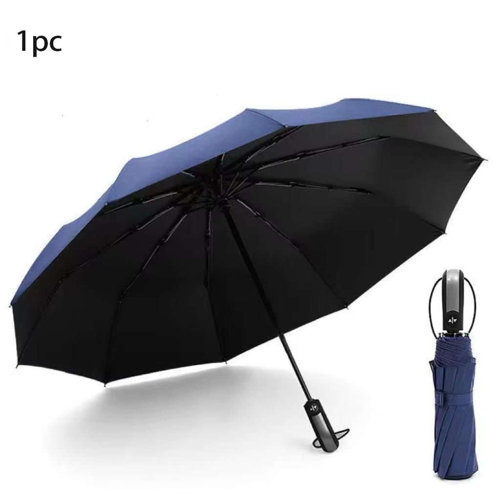 

105СМ Ветроустойчивый Усиленный Зонт с 10 спицами Бизнес Прочный Долговечный Зонт Анти-УФ Женский Уличный Солнцезащитный Зонт IRON&10K синий