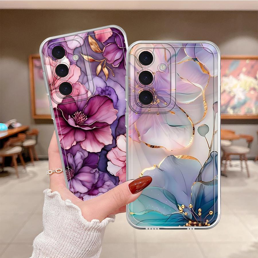 Bellissima Custodia per Telefono in Marmo Floreale per Samsung Galaxy A57 A56 A52 A36 A37 A52 A17 A14 A16 A26 A24 A55 A54 A15 A34 A35 A25