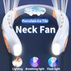 Wireless Neck Fan, Neck Cooling Device, Strong Wind with Silent Operation, Battery Durability, with Light, for Summer Cooling