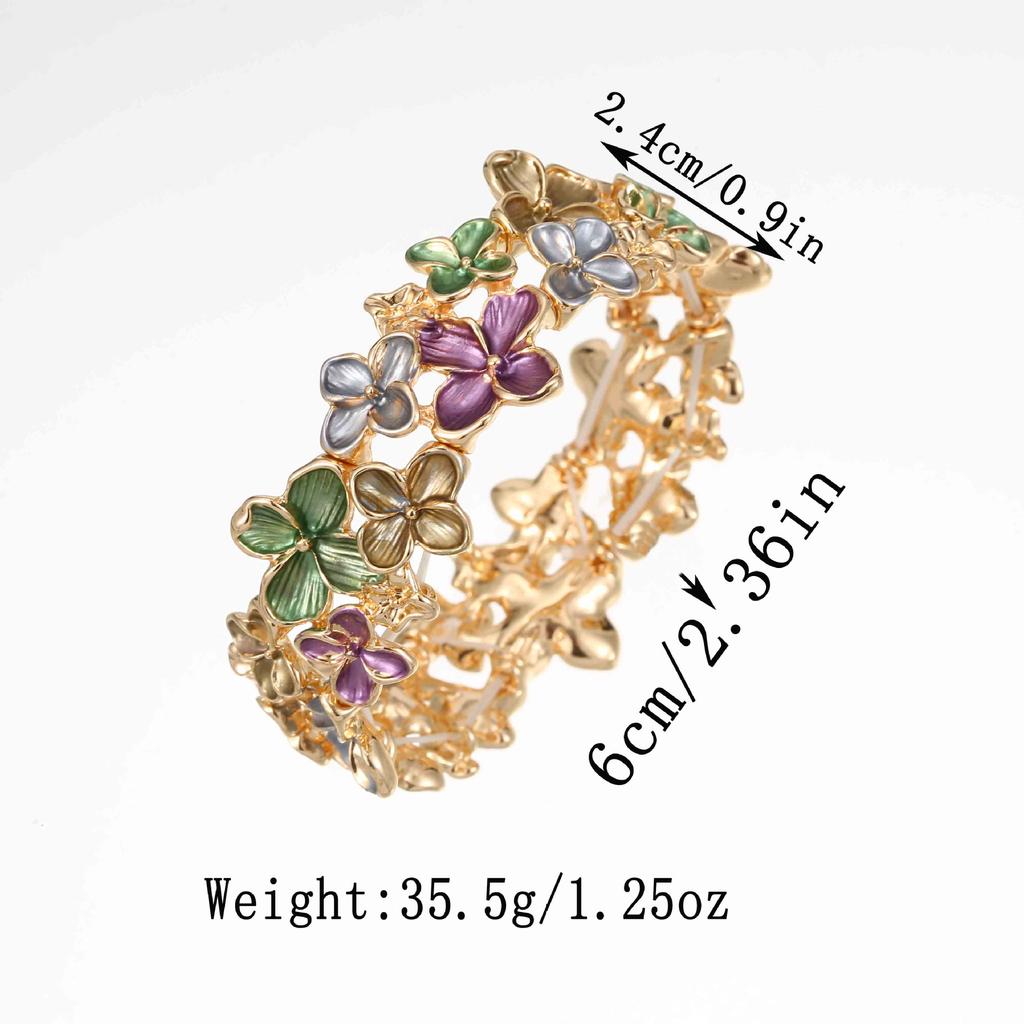 Enamel Hollow Cherry Blossom Elastic Bracelet with High-end Feel, Ladies' Valentine's Day Rose Bracelet