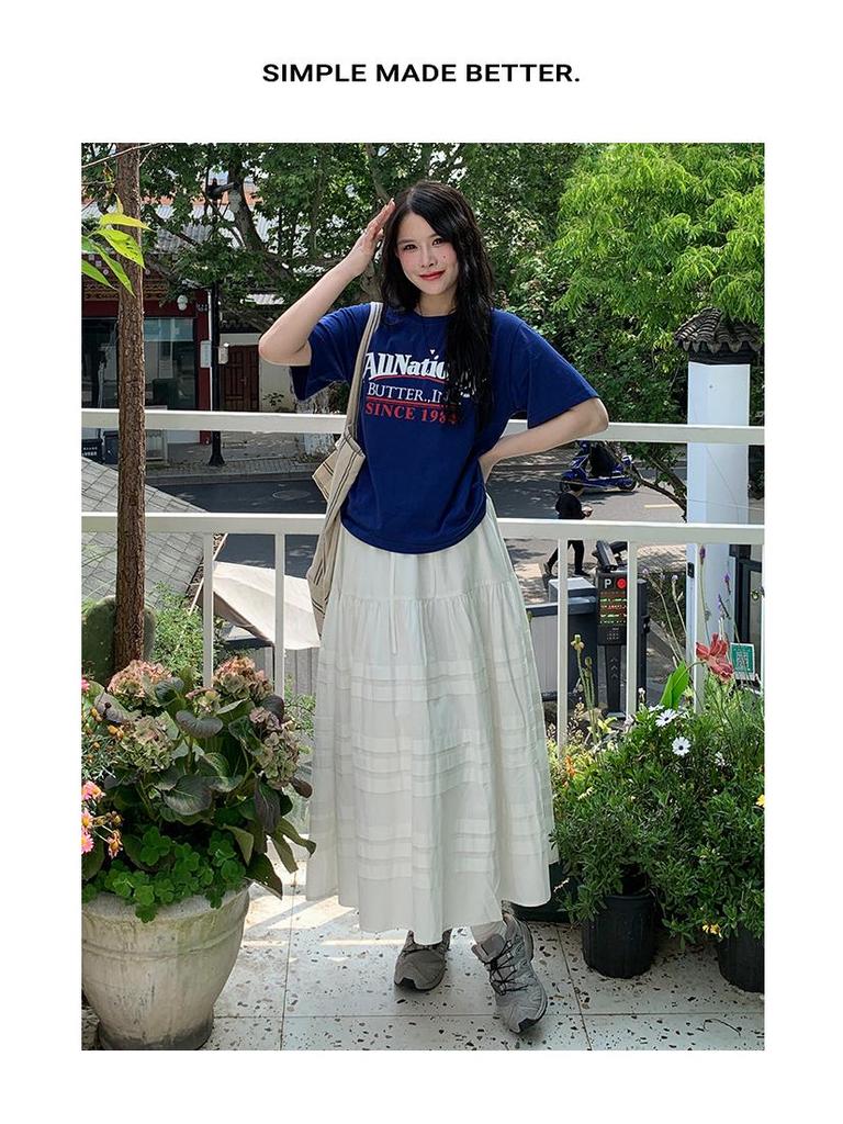 2024 Korean Casual Letter Print Slim Fit Cotton T-Shirt for Women – Short-Sleeved and Stylish