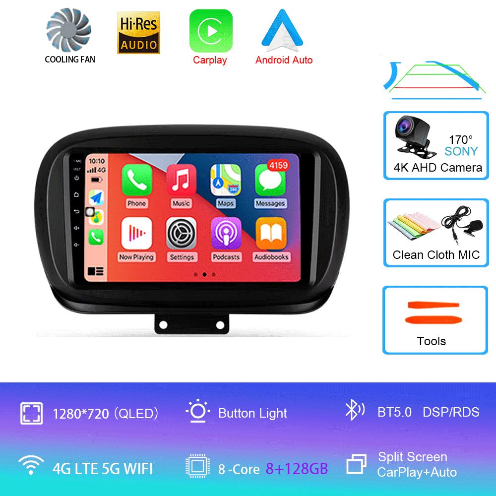 Car Radio Android 14 Carplay Auto for Fiat 500X 2014-2020 Multimedia Video Player Navigation GPS Stereo WIFI+4G 2 Din 2din DVD