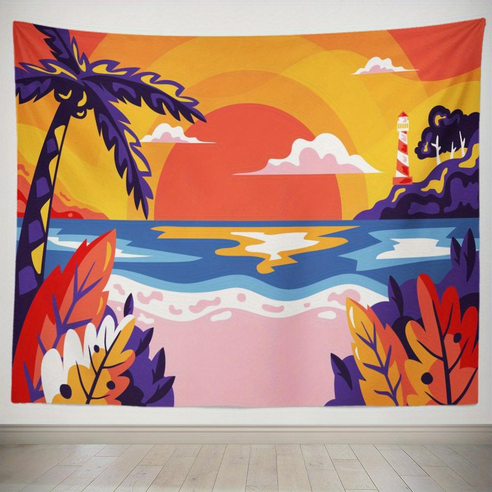 Beach Sunrise Design Digital Printing Polyester Wall Tapestry Suitable for Use In Living Rooms Bedrooms Offices Bars Party