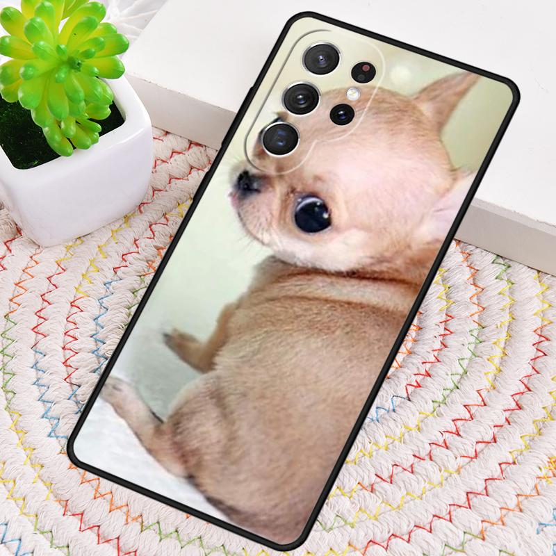 Tier Chihuahua mit Blume Handyhülle für Samsung Galaxy note 10 pro S26 Ultra S23 S24 FE S25 S21 S22 PLUS stoßfeste Hülle
