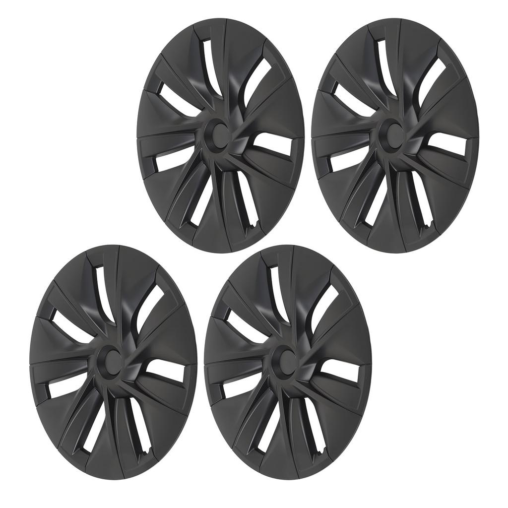 4pcs 19in Wheel Hub Cap Matte Black Anti Scratch Stylish Cool Replacement for Tesla Model Y 2020 to 2023