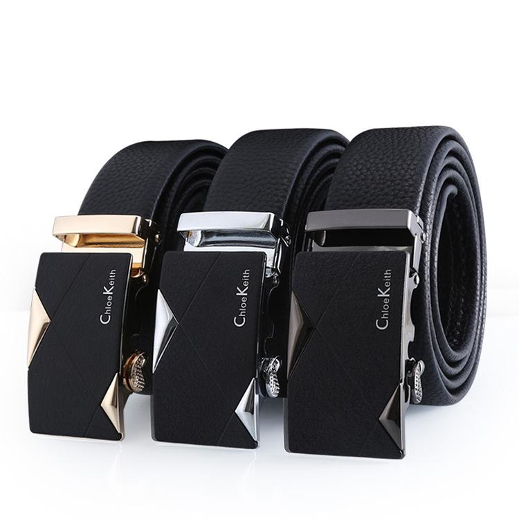 Men'S Automatic Buckle Alloy Belt Business Gift Box Set Two-Layer Leather Belt