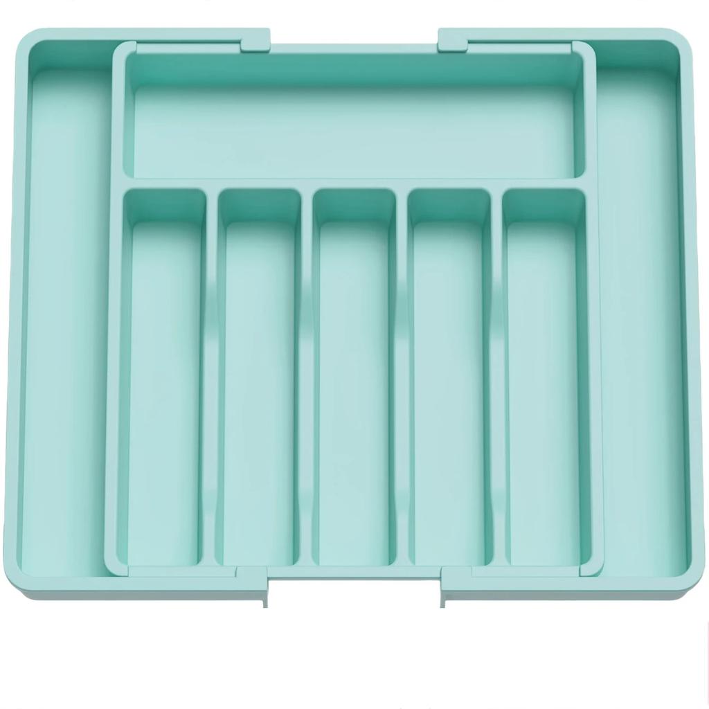 New Popular Adjustable Cutlery Organizer - Upgraded Plastic Storage Tray with Dividers Fork and Knife Drawer Organizer