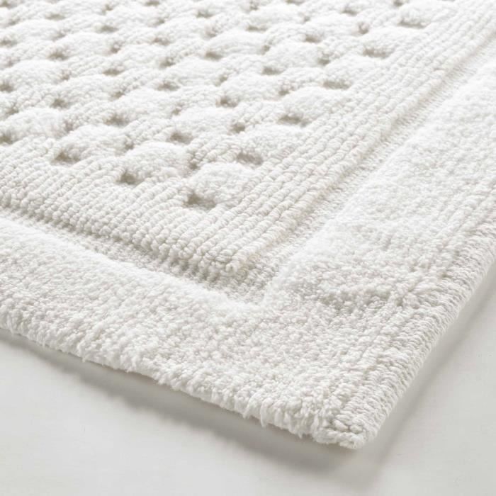 Tapis de bain - Damaris - 50 x 80 cm - 100% coton - Lavable - Blanc