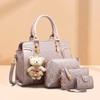 Women's Bag with Bear Pendant, Handbag, Can Hold Phone and ID, Textured Zipper Crossbody Bag, 2025 New Model