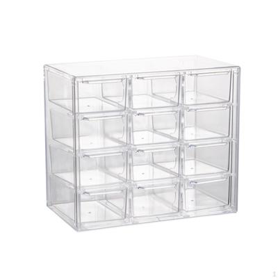 Bead Organizer with 12 Drawers Clear Craft Storage Box Transparent Desktop Drawer