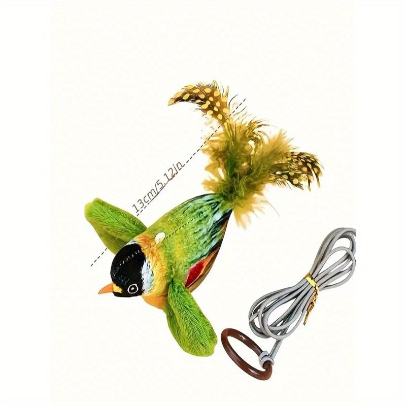 Interaktives Plüsch-Sprechendes Vogelspielzeug für Katzen, mit realistischen Zwitschergeräuschen, aus Kunstfaser mit künstlichen Federn, keine Batterie erforderlich