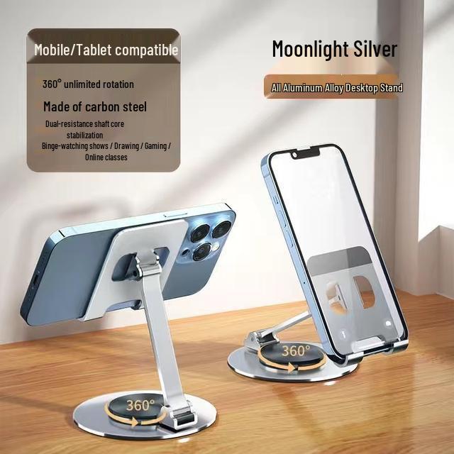 360° Rotatable Aluminum Stand for Mobile/Tablet - Portable & Adjustable for Hands-Free Use