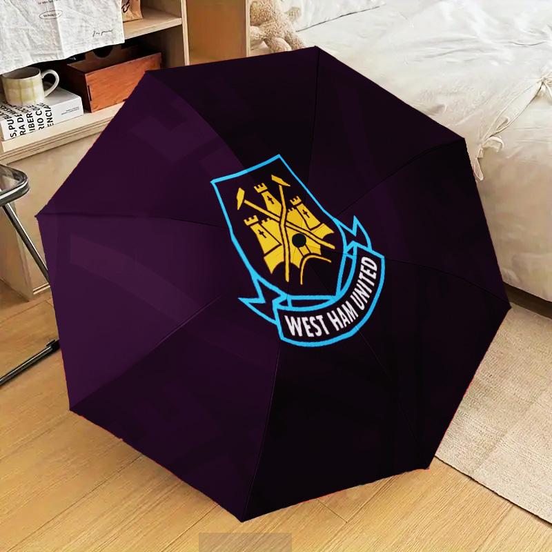West FC United Crest Automatic Folding Umbrella - 8-Rib Travel Umbrella with Auto Open/Close & Portable Gifts for holidays or birthdays