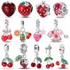 New In Copper Color Strawberry Cherry Fruit Series Charms Beads Fit 3Mm Original Bracelet Necklace Diy Birthday Jewelry Gift