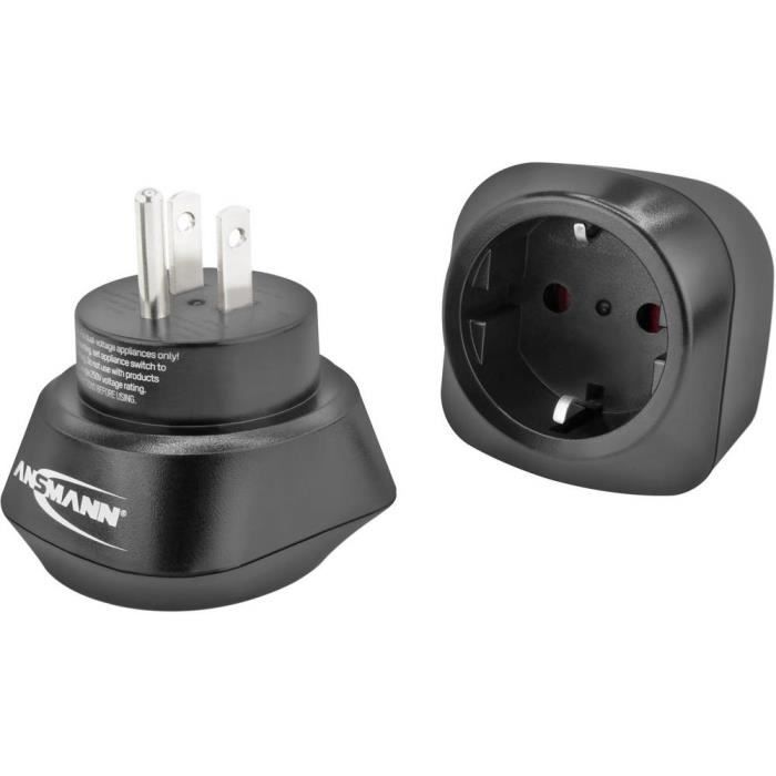 Adaptateur de voyage - ANSMANN - 1250-0032 - Prise EU vers prise US - Pour l'étranger