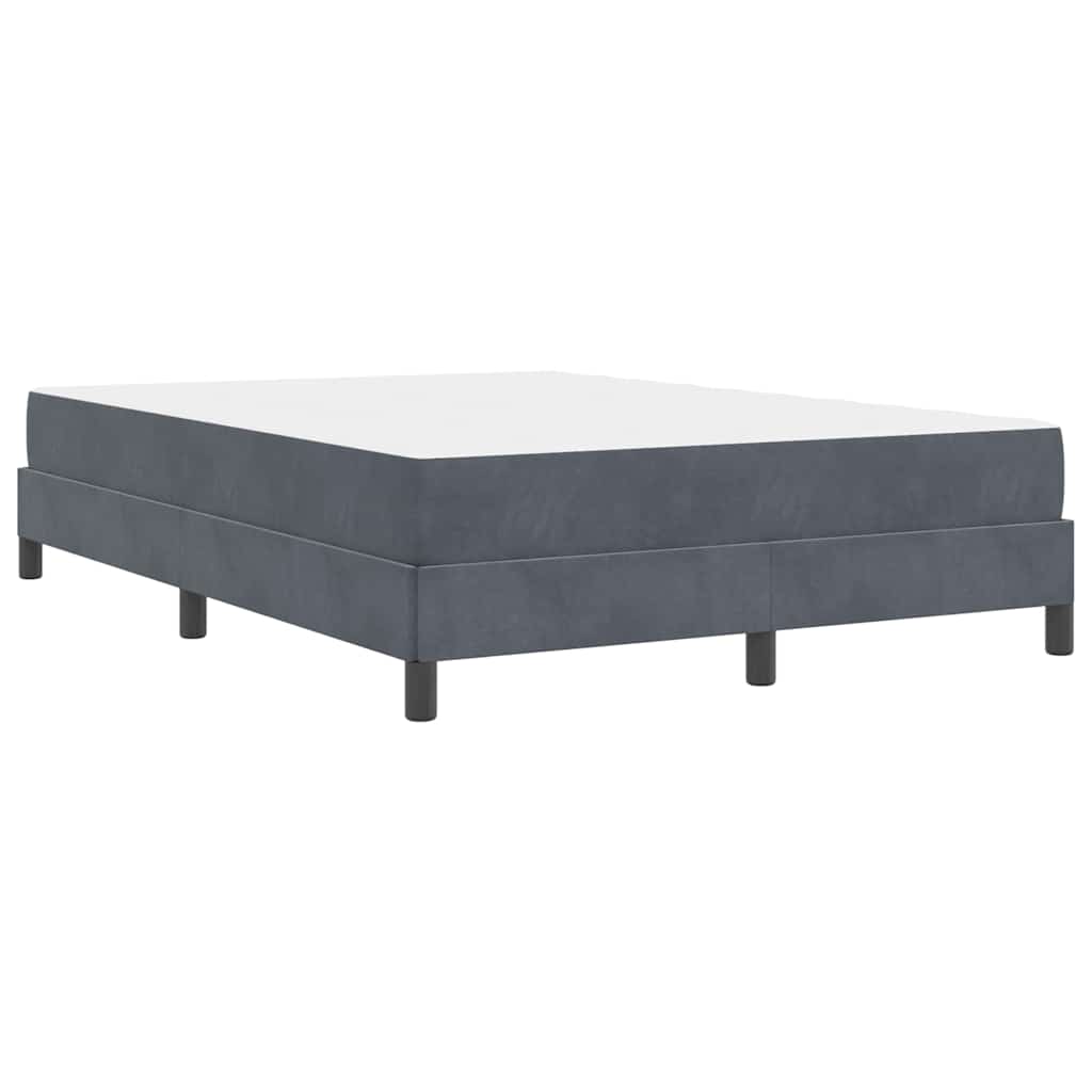 Box Spring Bed with Mattress Dark Gray 140 X 190 Cm Fabric