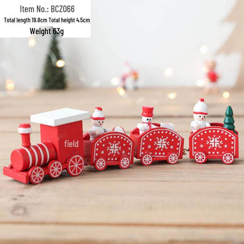 Wooden Snowman Train Christmas Tree Ornaments for Desktop or Shop Window