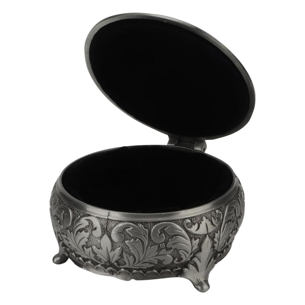 Cutie de bijuterii vintage aliaj de zinc căptușeală de catifea durabilă inoxidabilă embosare trandafiri cutie de tezaur pentru