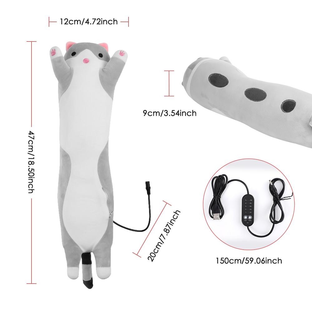 USB Charging Heated Plush Cute Cat Throwing Pillow Electric Heating Pad For Period Cramps Menstrual Waist Warming Heating Pad