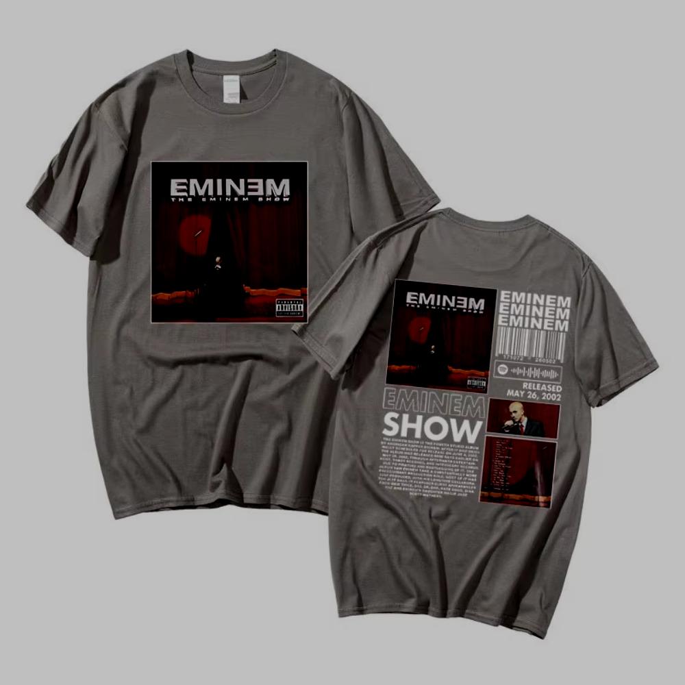 Rapper The Eminem Show Album Doppelseitiger Aufdruck T-Shirt Herren Hip Hop Übergroße T-Shirts Damen Vintage Stil Streetwear Tee Sommer