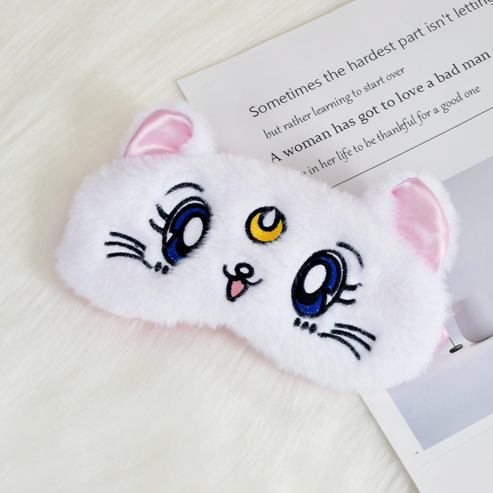 Unicorn Ears Plush Eye Mask with Embroidered Rabbit Design for Sleep Shading