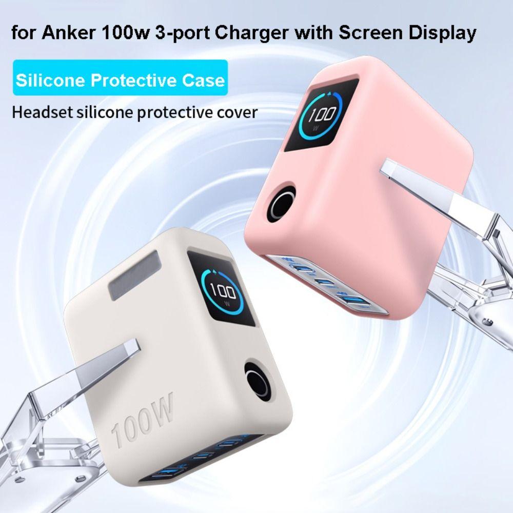 Dustproof Silicone Case Carrying Case for Anker 100W 3-Port Charger With Screen Display Travel