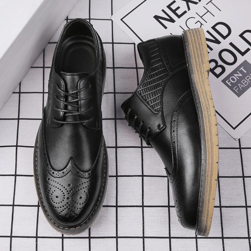Luxury Brand New Pattern Men Korean Fashion Flat Head Casual Men Shoes Spring Summer Autumn Winter Leather Shoes Business Flats