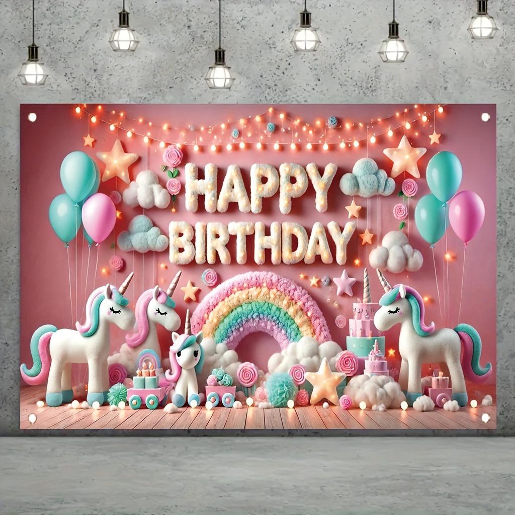 Magical Unicorn - Themed Happy Birthday Background,Tapestries, Party Decorations, Birthday Carnival Celebration Gifts